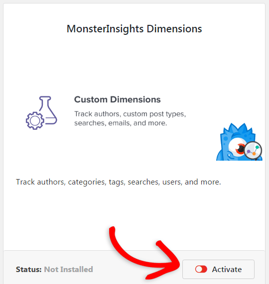 activer l'addon des dimensions personnalisées