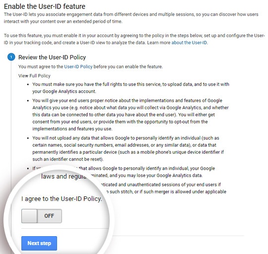 agree to the user id policy