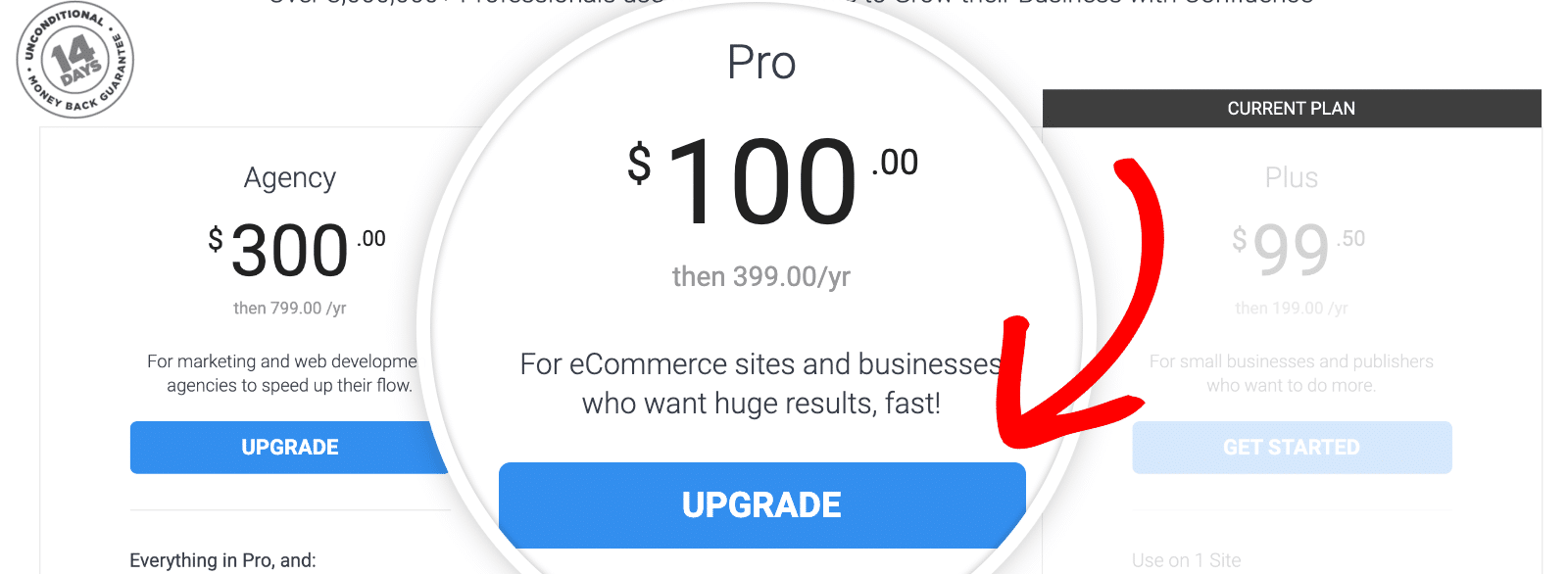 Select higher license level to upgrade
