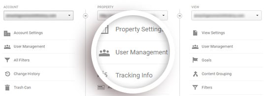 click user management under the middle property column