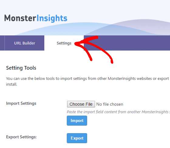 Import or export your MonsterInsights settings