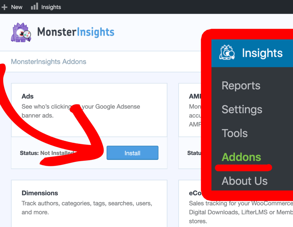 Module complémentaire d'annonces monsterinsights