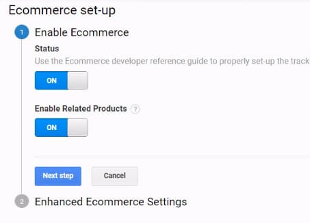 enable ecommerce tracking and related products