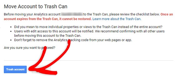 move account to trash