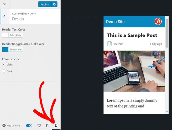 AMP view on mobile devices