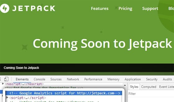 jetpack uses google analytics