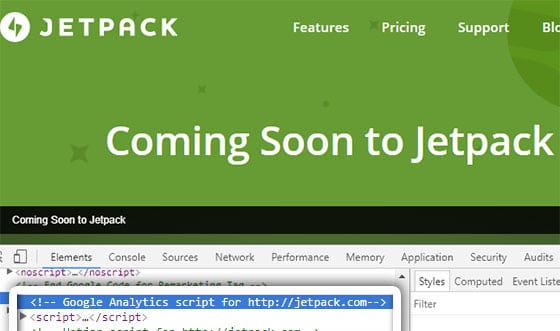 jetpack uses google analytics