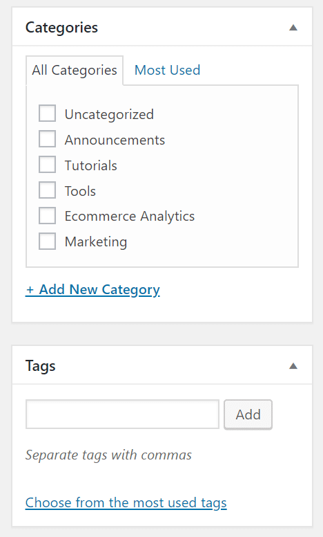 wordpress categories vs. tags and how to track them in Analytics