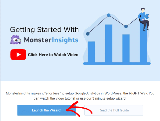 launch monsterInsights setup wizard