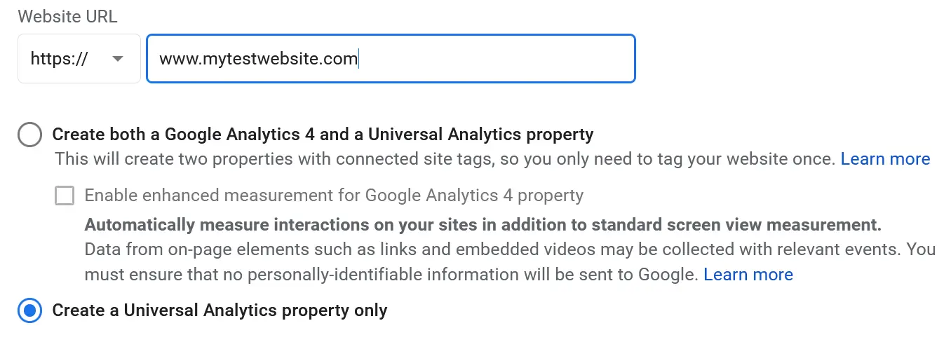 enter website URL 