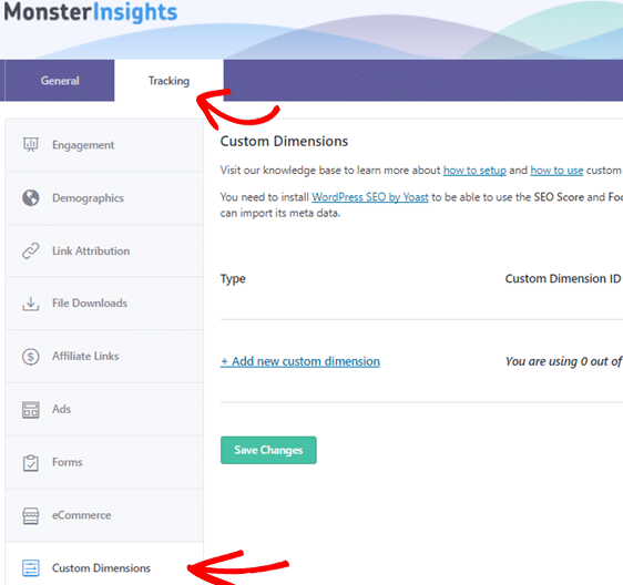 enable custom dimensions