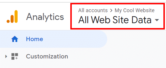select google analytics account