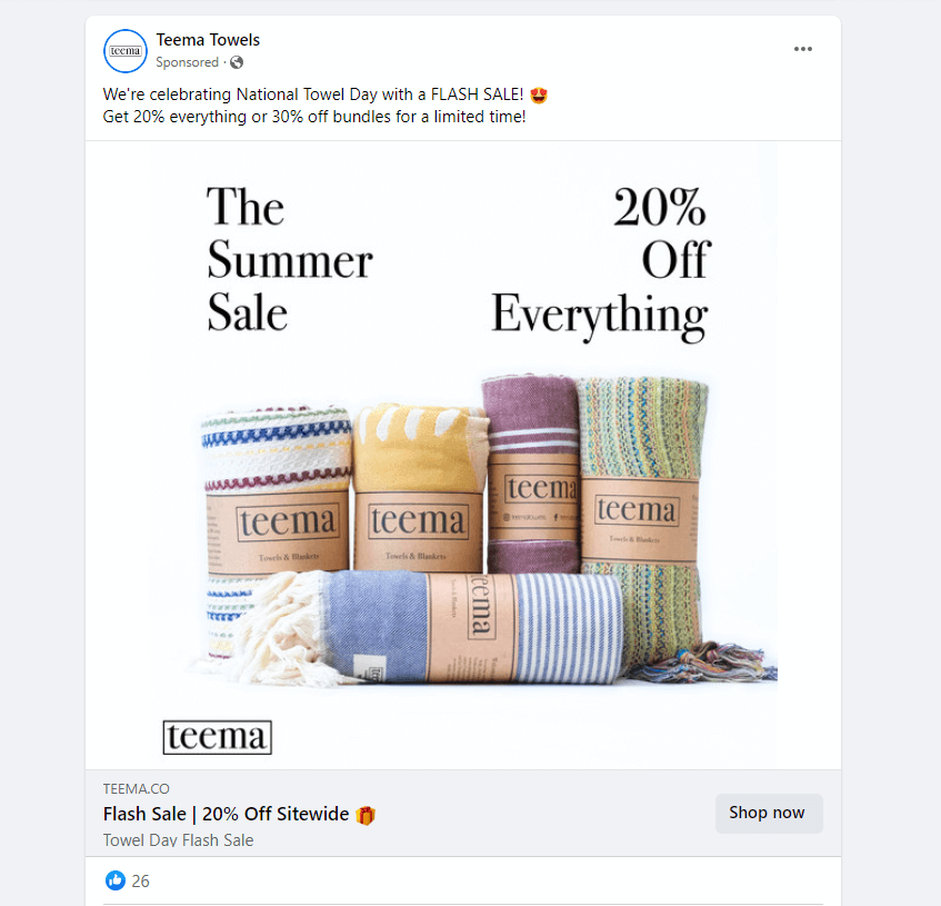 Facebook retargeting ad example