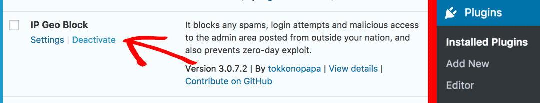 How to Deactivate the IP Geo Plugin Block Plugin