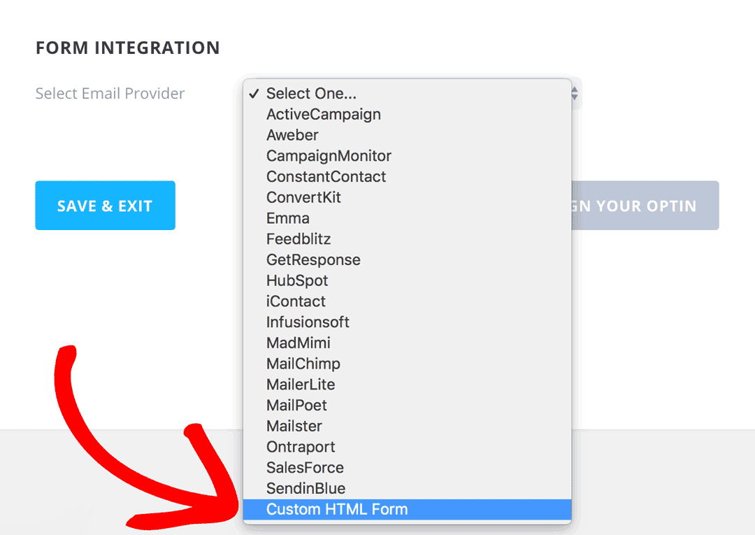 Select Custom HTML Form