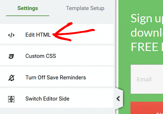 Track Thrive Leads - Settings, Edit HTML