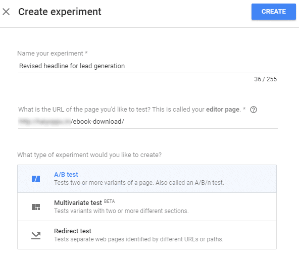 escolha o tipo de experimento