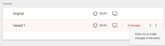 A/B Test Signup Forms - Google Optimize, Variant Changes