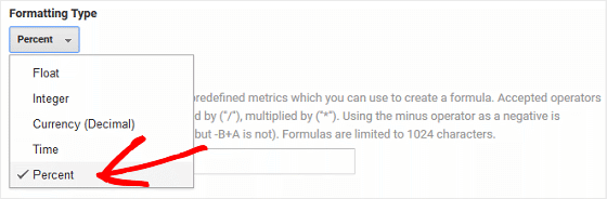 Calculated Metrics Formatting Type