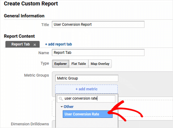 Custom Report Metric