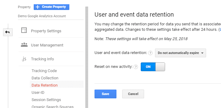 Google Analytics Data Retention