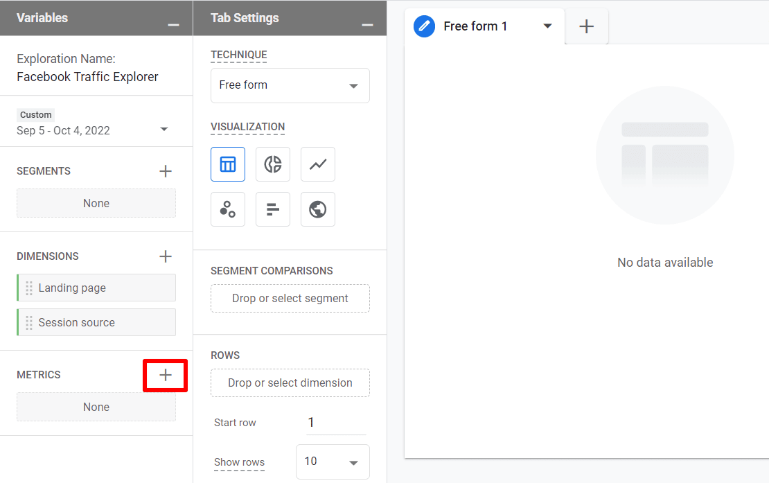 Add Metrics to GA4 custom report