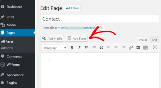 Wordpress contact on sale form