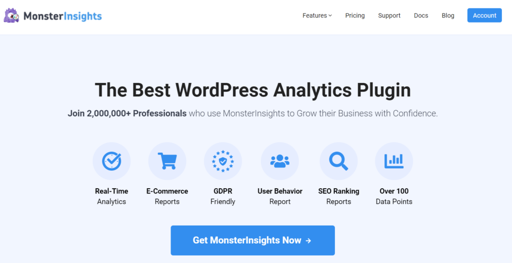 monsterinsights best analytics plugin for wordpress