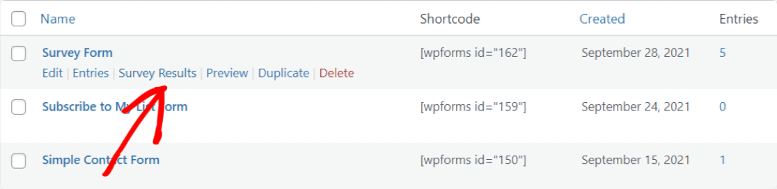 WPForms survey results