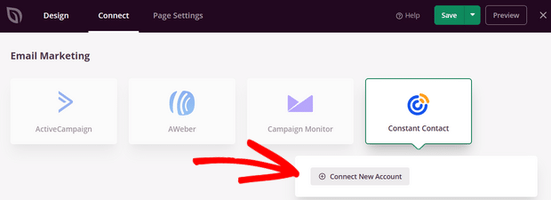 click the connect new account button