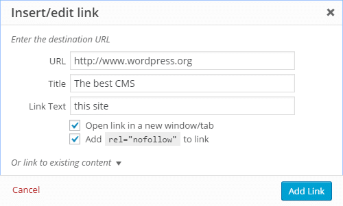 title and nofollow for links wordpress plugin