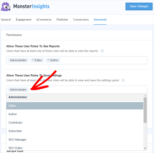 Allow Users to Save Settings on MonsterInsights