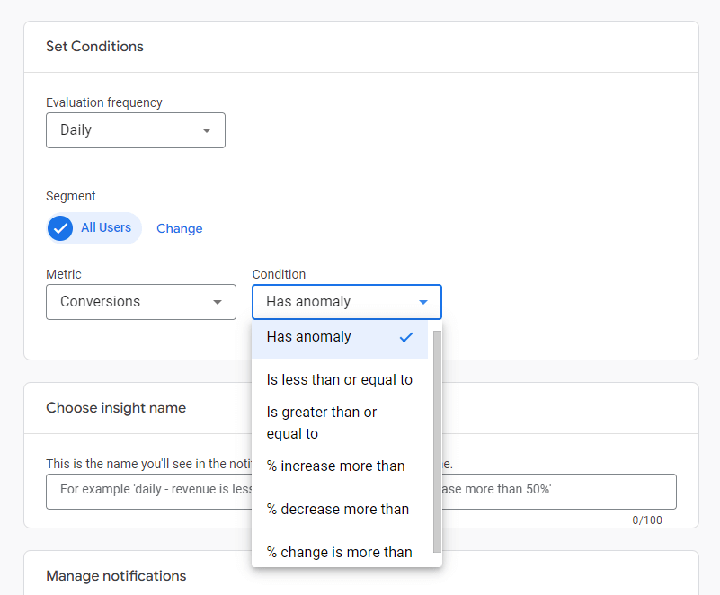 GA4 alerts - conditions