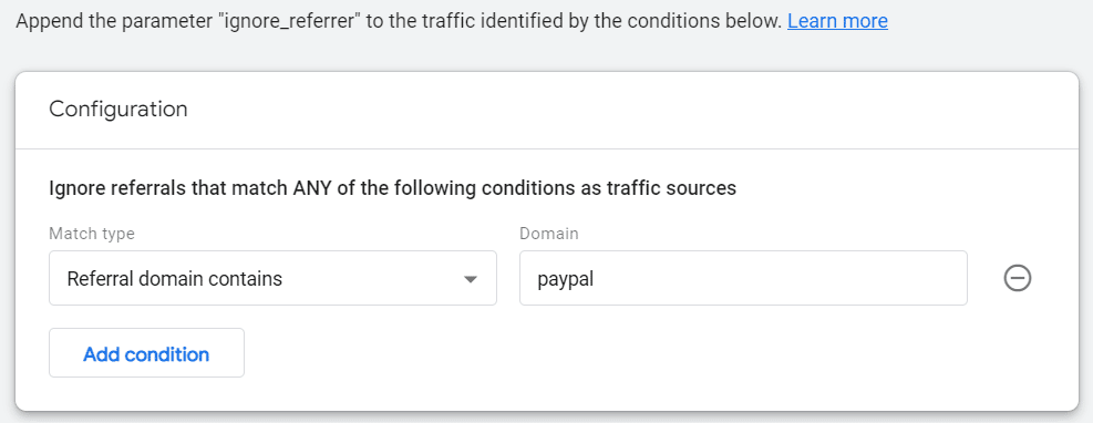 Google Analytics PayPal referral domain exclusion