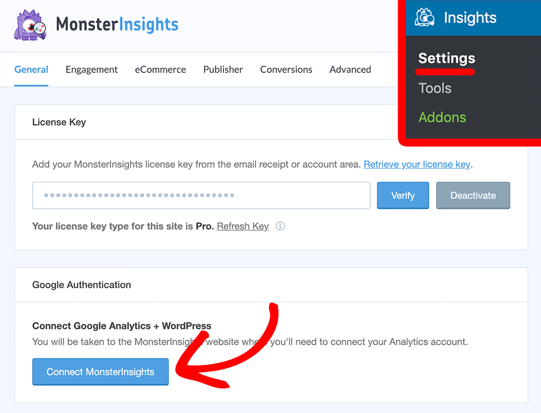 Connecter MonsterInsights à Google Analytics