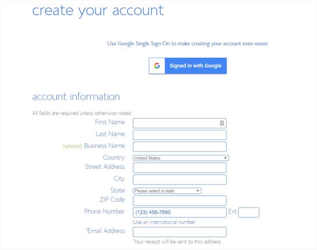 create-account-bluehost