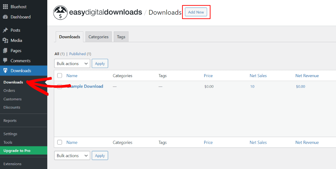Add new digital download in WordPress with Easy Digital Downloads