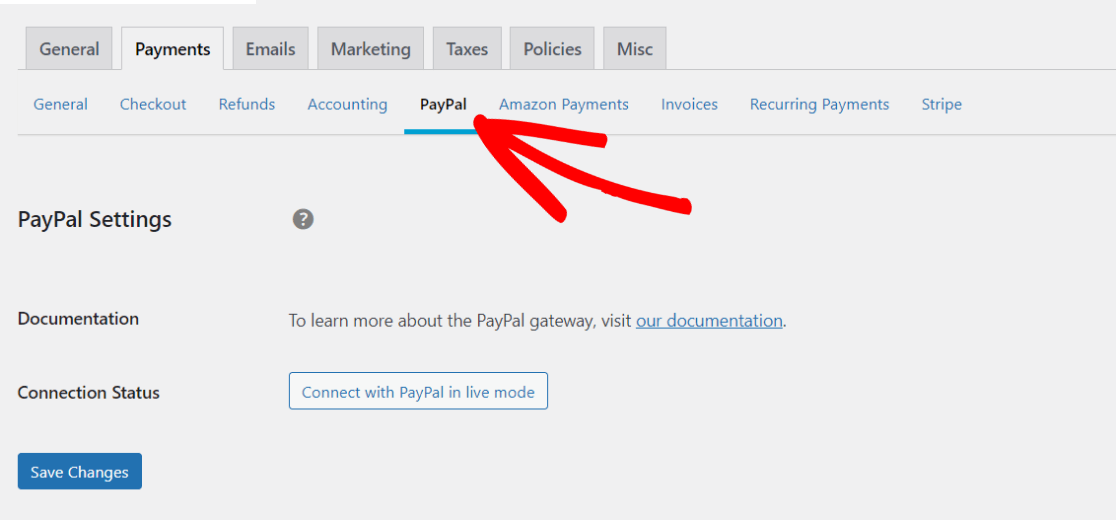 EDD payments settings - PayPal