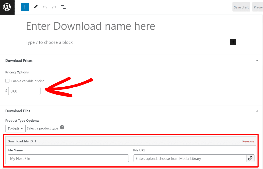 Add product in Easy Digital Downloads