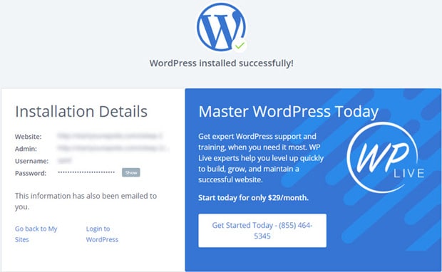 wordpress-installation-successful-bluehost