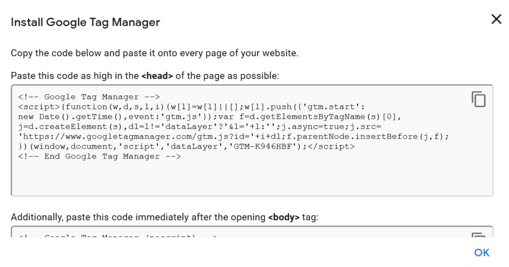 code for google tag manager