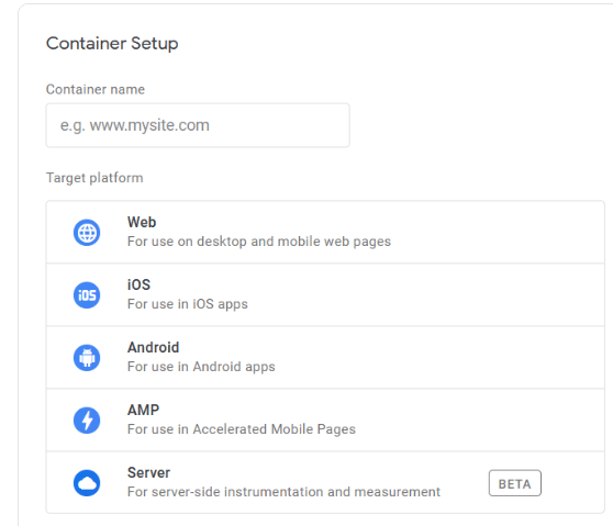 container setup