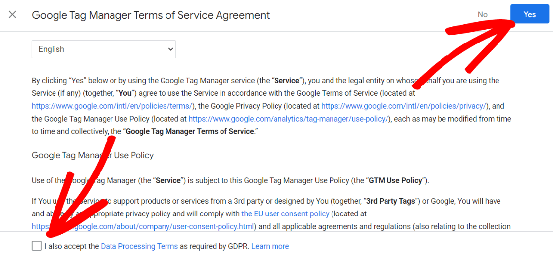 Google Tag Manager Terms of Service