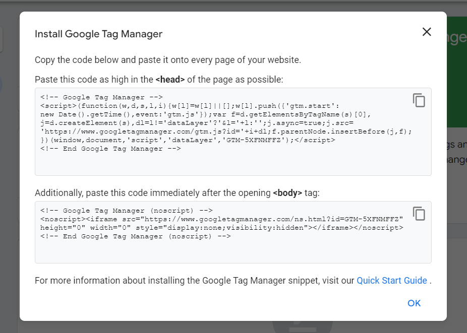 Install Google Tag Manager - Instructions