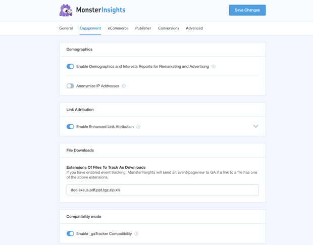 MonsterInsights New Settings Panel