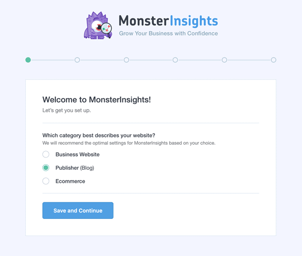 Assistant de configuration de MonsterInsights New