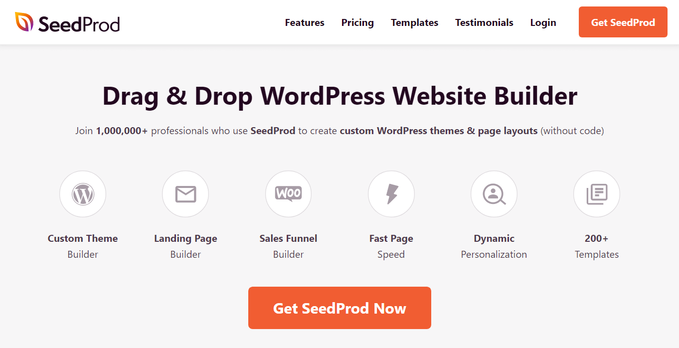 SeedProd website builder homepage