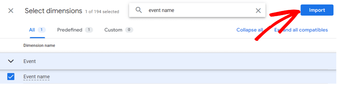 Import Event Name - GA4 Explore Report