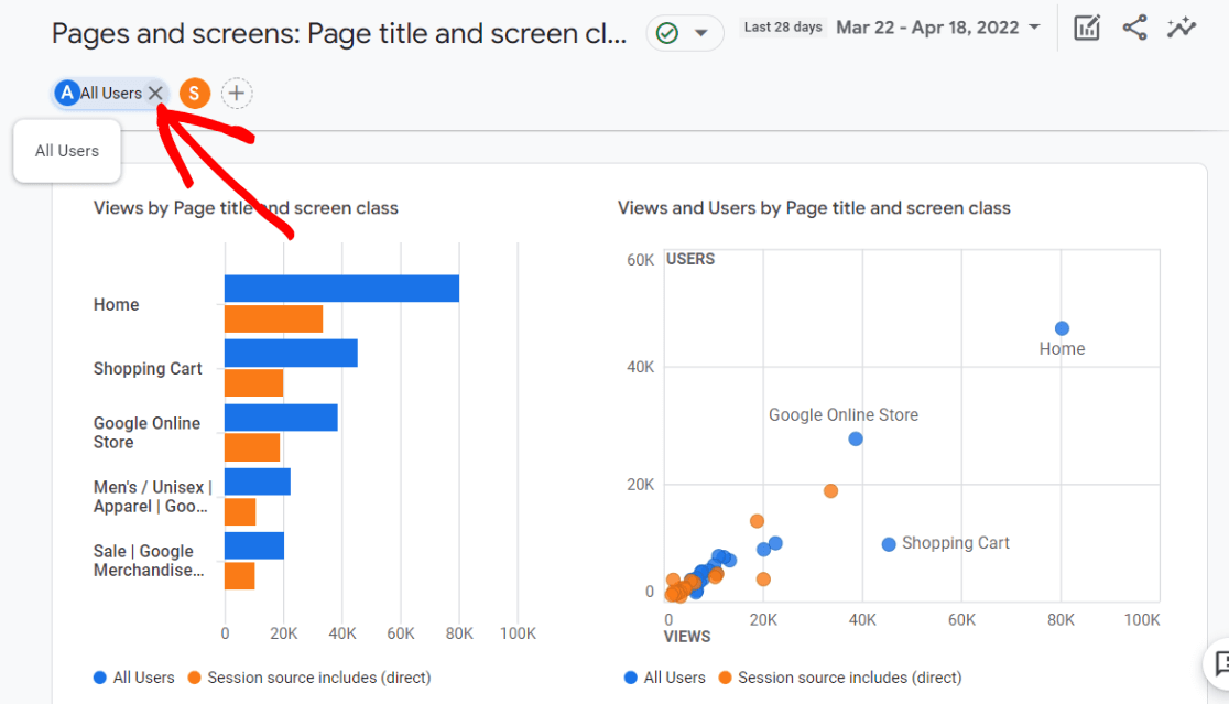 Remove all users comparison GA4