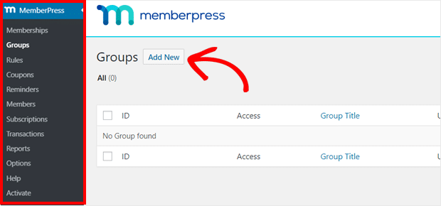 Add New Group for Pricing Page